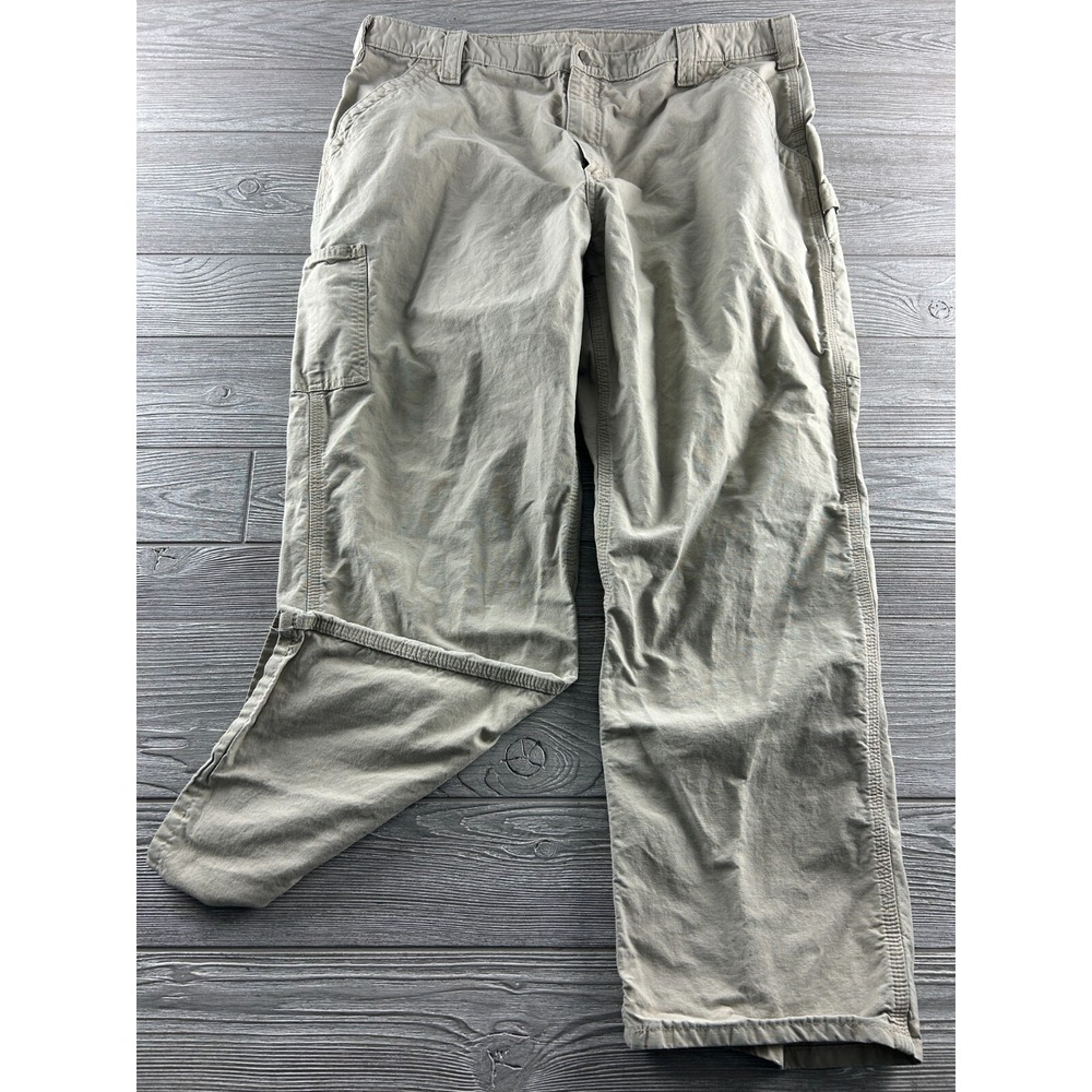 Carhartt Mens Canvas Work Dungaree Pants Tan Khaki Loose Fit Carpenter W40 L29